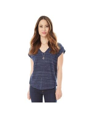 Bcx Juniors Ruched Back Striped With Necklace Tee Size M